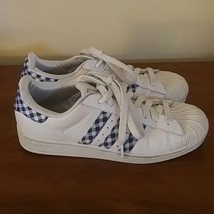 Blue Plaid Adidas Superstar II